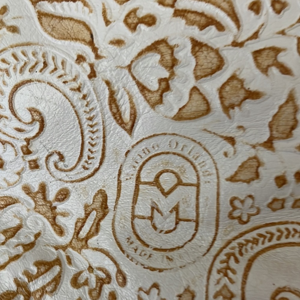Marino Orlandi large imprinted white brown shoulder bag/ tote - Picture 2 of 16